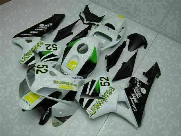 Carenado Moto CBR 600 RR 2005-2006 - Blanco Amarillo Verde 52 Carenado Moto CBR 600 RR 2005-2006 - Blanco Amarillo Verde 52