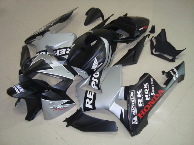 Carenado Moto CBR 600 RR 2005-2006 - Negro Mate Plata Repsol