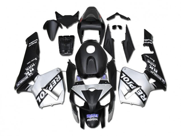 Carenado Moto CBR 600 RR 2005-2006 - Plata Repsol Negro Carenado Moto CBR 600 RR 2005-2006 - Plata Repsol Negro