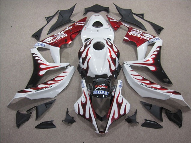 Carenado Moto CBR 600 RR 2007-2008 - Blanco Rojo Llama Tiburón Carenado Moto CBR 600 RR 2007-2008 - Blanco Rojo Llama Tiburón