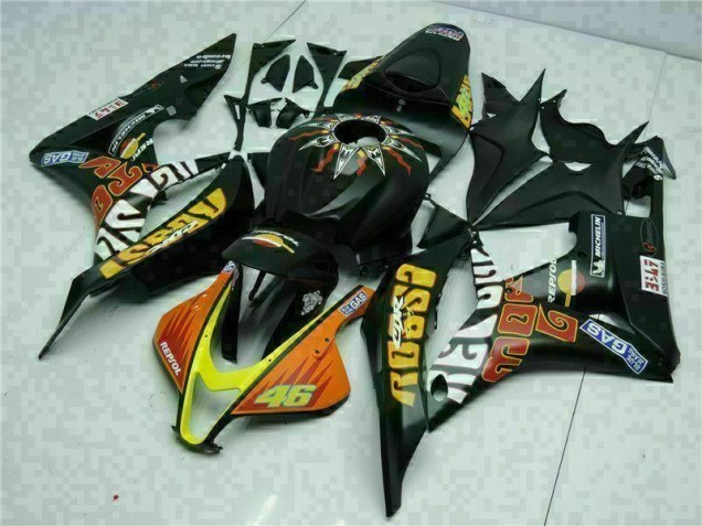 Carenado Moto CBR 600 RR 2007-2008 - Negro Amarillo Repsol 46 Carenado Moto CBR 600 RR 2007-2008 - Negro Amarillo Repsol 46