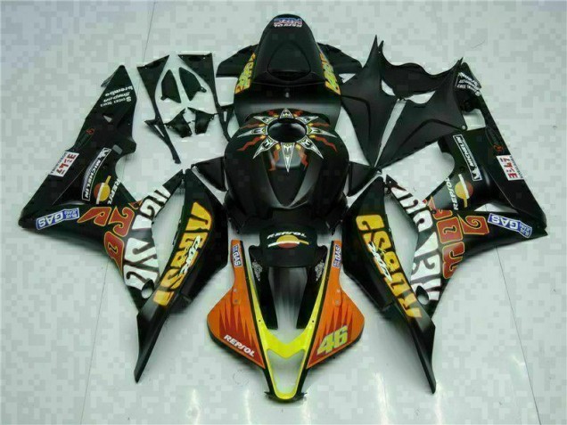 Carenado Moto CBR 600 RR 2007-2008 - Negro Amarillo Repsol 46 Carenado Moto CBR 600 RR 2007-2008 - Negro Amarillo Repsol 46