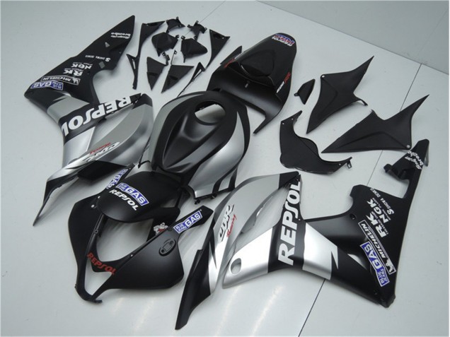 Carenado Moto CBR 600 RR 2007-2008 - Plata Repsol Negro Carenado Moto CBR 600 RR 2007-2008 - Plata Repsol Negro