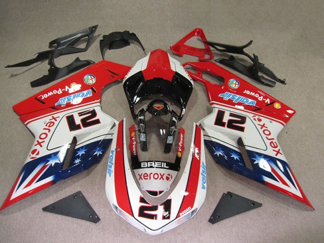 Carenado Moto Ducati 1098 2007-2014 - Rojo Blanco Breil Xerox 21 Carenado Moto Ducati 1098 2007-2014 - Rojo Blanco Breil Xerox 21