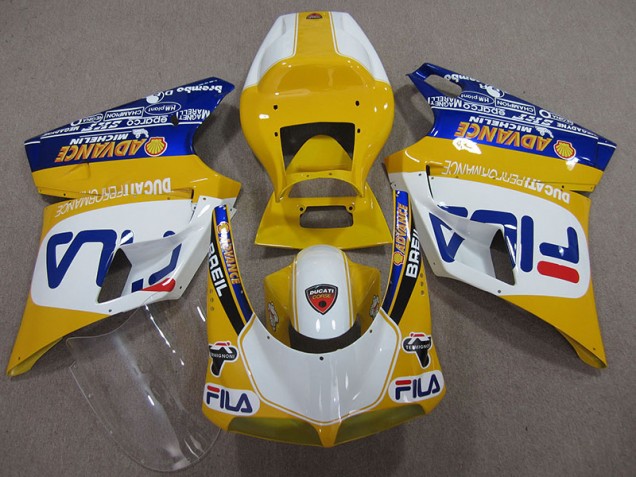 Carenado Moto Ducati 748 1993-2005 - Amarillo Blanco Fila Carenado Moto Ducati 748 1993-2005 - Amarillo Blanco Fila