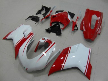 Carenado Moto Ducati 848 1098 1198 2007-2014 - Blanco & Rojo Carrera Versión