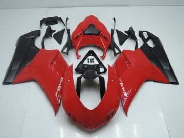 Carenado Moto Ducati 848 1098 1198 2007-2014 - Estilo OEM Rojo con Negro Mate Lado