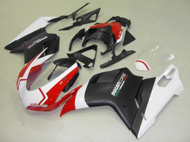 Carenado Moto Ducati 848 1098 1198 2007-2014 - Negro Mate Blanco Rojo