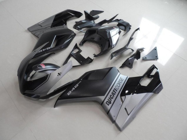 Carenado Moto Ducati 848 1098 1198 2007-2014 - Negro Mate Plata Estilo OEM Carenado Moto Ducati 848 1098 1198 2007-2014 - Negro Mate Plata Estilo OEM