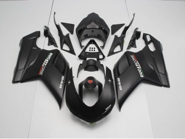 Carenado Moto Ducati 848 1098 1198 2007-2014 - Negro Mate con Blanco Calcomanías