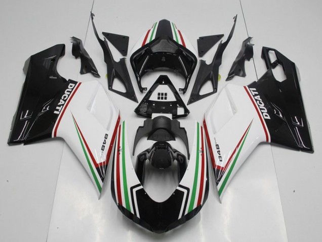 Carenado Moto Ducati 848 1098 1198 2007-2014 - Negro Verde Y blanco Carenado Moto Ducati 848 1098 1198 2007-2014 - Negro Verde Y blanco