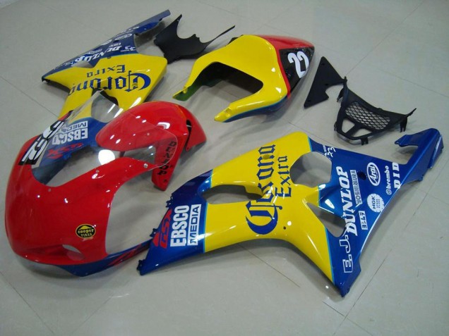 Carenado Moto GSXR 1000 K1 2000-2002 - Rojo Amarillo Azul Corona Carrera Carenado Moto GSXR 1000 K1 2000-2002 - Rojo Amarillo Azul Corona Carrera