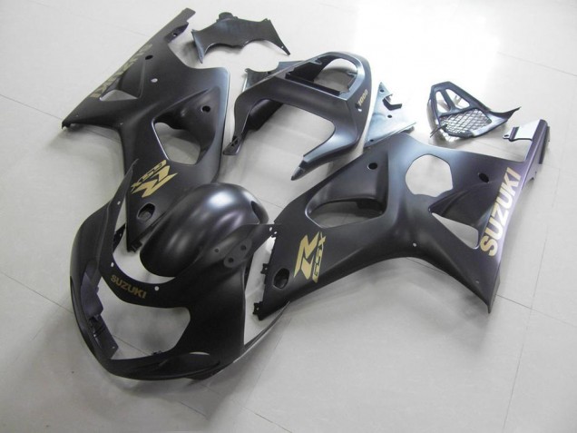 Carenado Moto GSXR 1000 K1 2000-2002 - Todo Negro mate con calcomanía dorada Carenado Moto GSXR 1000 K1 2000-2002 - Todo Negro mate con calcomanía dorada