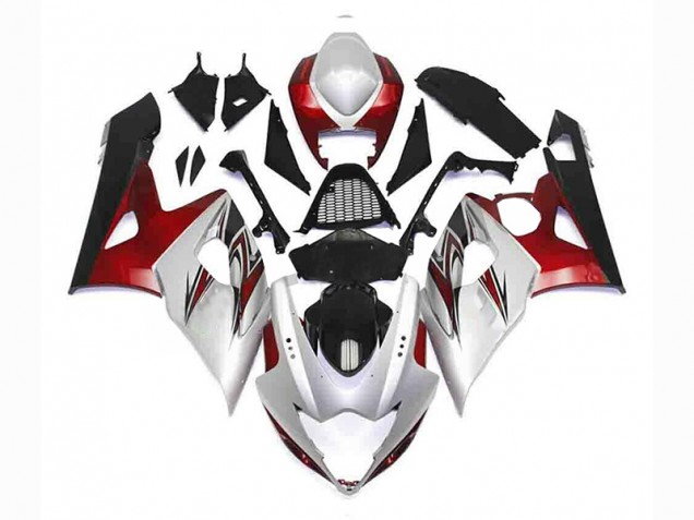 Carenado Moto GSXR 1000 K5 2005-2006 - Plata Rojo Negro Carenado Moto GSXR 1000 K5 2005-2006 - Plata Rojo Negro