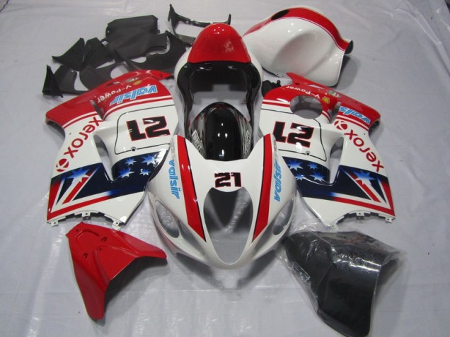 Carenado Moto GSXR 1300 Hayabusa 1996-2007 - Blanco Rojo Xerox 21 Carenado Moto GSXR 1300 Hayabusa 1996-2007 - Blanco Rojo Xerox 21