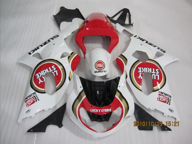 Carenado Moto GSXR 600 K1 K2 K3 2001-2003 - Rojo Blanco Lucky Strike Carenado Moto GSXR 600 K1 K2 K3 2001-2003 - Rojo Blanco Lucky Strike