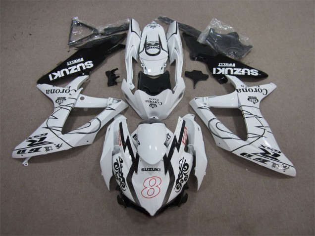 Carenado Moto GSXR 600 K8 2008-2010 - Blanco Negro Corona Extra Motul 8 Carenado Moto GSXR 600 K8 2008-2010 - Blanco Negro Corona Extra Motul 8