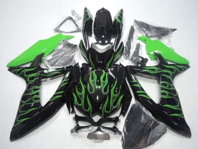 Carenado Moto GSXR 600 K8 2008-2010 - Negro Verde Llama Carenado Moto GSXR 600 K8 2008-2010 - Negro Verde Llama