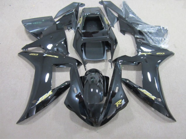 Carenado Moto R1 2002-2003 - Negro con Oro Calcomanía