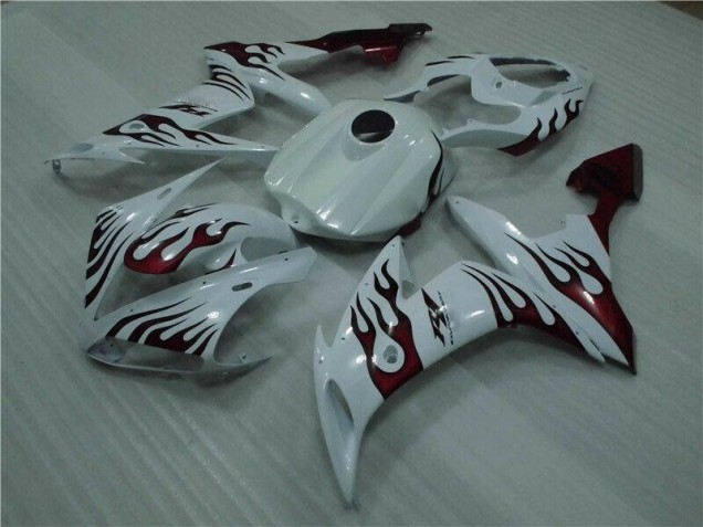 Carenado Moto R1 2004-2006 - Blanco Rojo Llama Carenado Moto R1 2004-2006 - Blanco Rojo Llama
