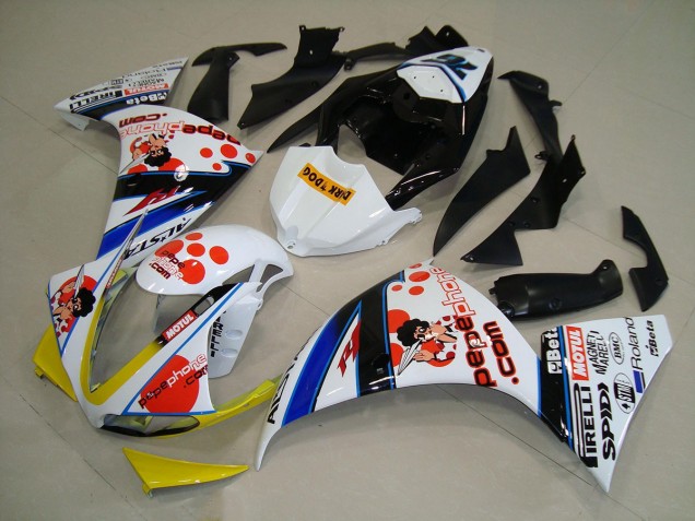 Carenado Moto R1 2009-2011 - Blanco Negro Pepe Phone Carenado Moto R1 2009-2011 - Blanco Negro Pepe Phone