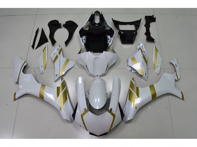 Carenado Moto R1 2015-2019 - Blanco con Oro Calcomanía Carenado Moto R1 2015-2019 - Blanco con Oro Calcomanía