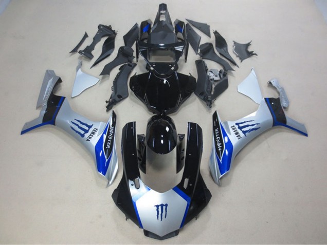 Carenado Moto R1 2015-2019 - Plata Negro Azul Monster Carenado Moto R1 2015-2019 - Plata Negro Azul Monster