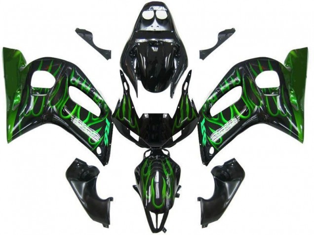 Carenado Moto R6 1998-2002 - Negro Verde Llama Carenado Moto R6 1998-2002 - Negro Verde Llama