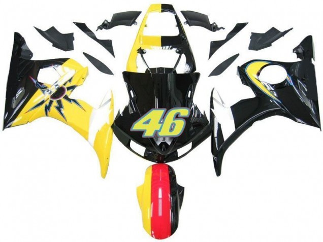 Carenado Moto R6 2003-2005 - Negro Amarillo No. 46