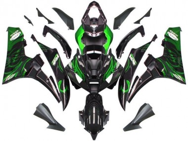 Carenado Moto R6 2006-2007 - Negro Verde Llama