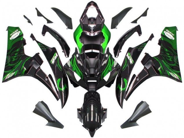 Carenado Moto R6 2006-2007 - Negro Verde Llama Carenado Moto R6 2006-2007 - Negro Verde Llama