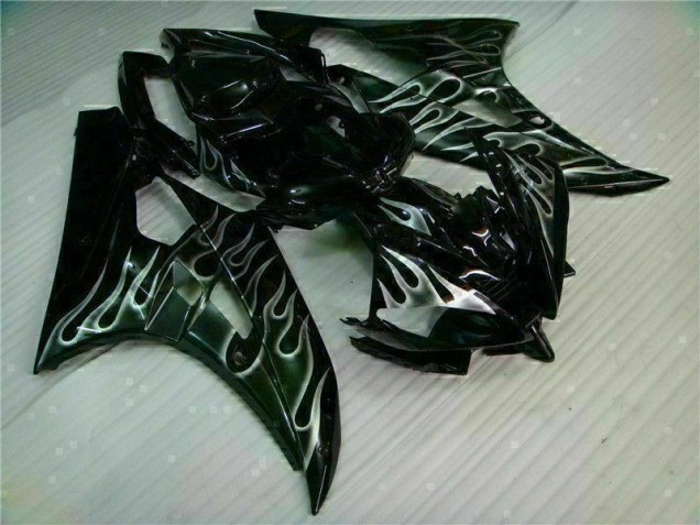 Carenado Moto R6 2006-2007 - Plata Llama Negro Carenado Moto R6 2006-2007 - Plata Llama Negro