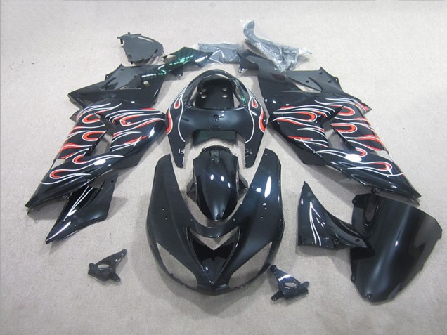 Carenado Moto ZX10R 2006-2007 - Negro Blanco Rojo Llama Carenado Moto ZX10R 2006-2007 - Negro Blanco Rojo Llama
