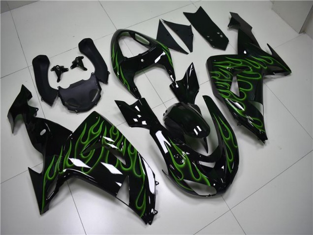Carenado Moto ZX10R 2006-2007 - Negro Verde Llama Carenado Moto ZX10R 2006-2007 - Negro Verde Llama