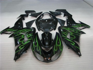 Carenado Moto ZX10R 2006-2007 - Negro Verde Llama