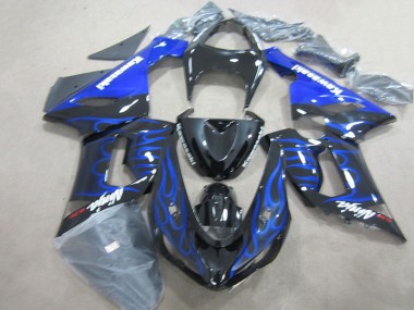 Carenado Moto ZX6R 2005-2006 - Ninja 636 de llama azul y negra