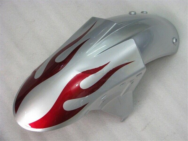 Carenado Moto ZX6R 2005-2006 - Plata Rojo Llamas