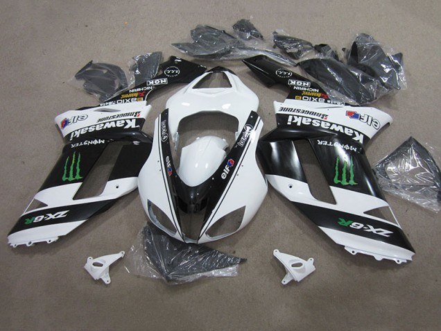 Carenado Moto ZX6R 2007-2008 - Negro Blanco Monster Carenado Moto ZX6R 2007-2008 - Negro Blanco Monster