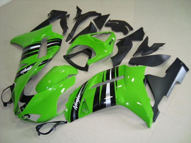 Carenado Moto ZX6R 2007-2008 - Verde & Plata Raya Carenado Moto ZX6R 2007-2008 - Verde & Plata Raya