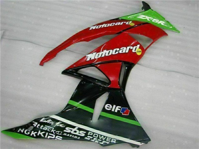 Carenado Moto ZX6R 2009-2012 - Negro Rojo Verde Motocard Carenado Moto ZX6R 2009-2012 - Negro Rojo Verde Motocard