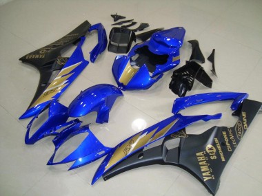 Carenados Moto R6 2006-2007 - Pegatina negra azul con dorada