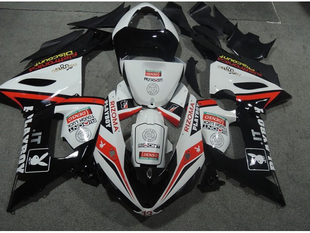 Carrocería Motocicletas ZX6R 2005-2006 - Blanco Negro Rizoma Playboy