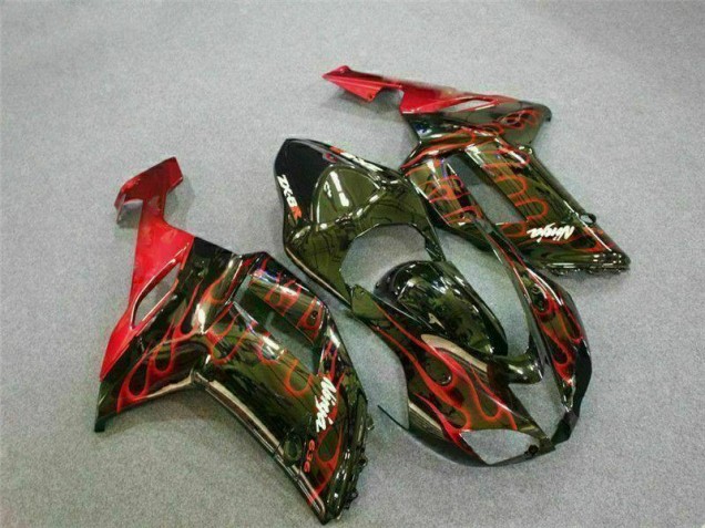Kit Carenado Moto ZX6R 2007-2008 - Negro Rojo Llama Kit Carenado Moto ZX6R 2007-2008 - Negro Rojo Llama