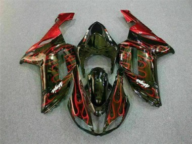 Kit Carenado Moto ZX6R 2007-2008 - Negro Rojo Llama