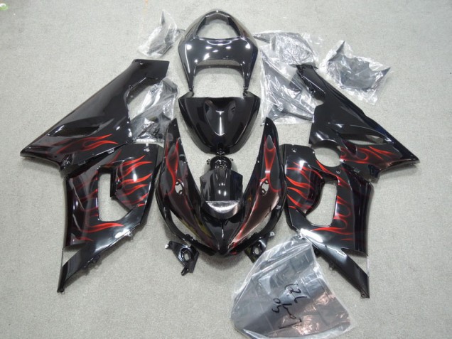 Kits Carenado Moto ZX6R 2005-2006 - Negro Rojo Llama