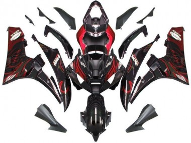 Kits Completo Carenado Moto R6 2006-2007 - Negro Rojo Llama