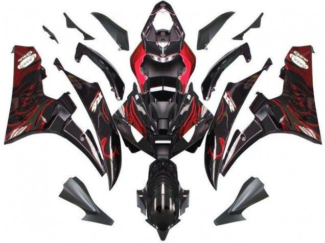 Kits Completo Carenado Moto R6 2006-2007 - Negro Rojo Llama Kits Completo Carenado Moto R6 2006-2007 - Negro Rojo Llama