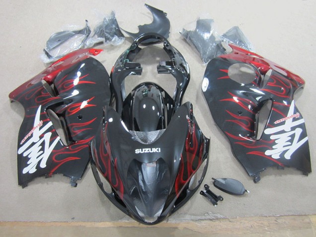 Plástica Moto GSXR 1300 Hayabusa 1996-2007 - Negro Rojo Llama Plástica Moto GSXR 1300 Hayabusa 1996-2007 - Negro Rojo Llama