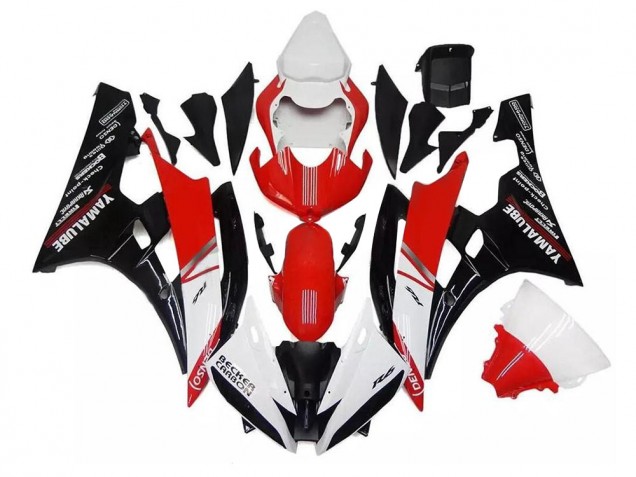 Plástica Moto R6 2006-2007 - Blanco Rojo Negro Plástica Moto R6 2006-2007 - Blanco Rojo Negro