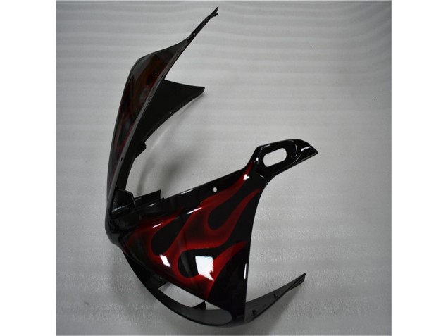Plástico Moto R6 2003-2005 - Negro Rojo Llama Plástico Moto R6 2003-2005 - Negro Rojo Llama